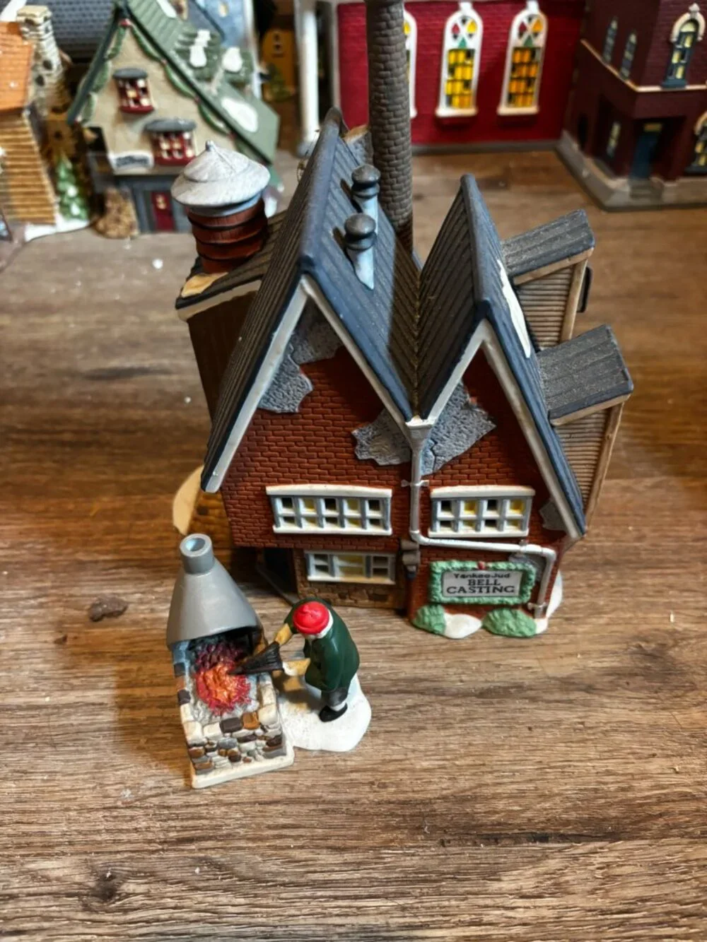 Department 56 Christmas village light up building Yankee Bell Casting